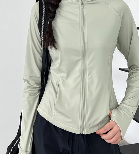 Green Slim Thin Sun Sunscreen Pocket Jacket New Stand Collar Long Sleeve Women Coat Fashion Spring Summer 2025 1DJ1519