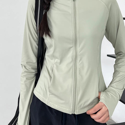 Load image into Gallery viewer, Green Slim Thin Sun Sunscreen Pocket Jacket New Stand Collar Long Sleeve Women Coat Fashion Spring Summer 2025 1DJ1519
