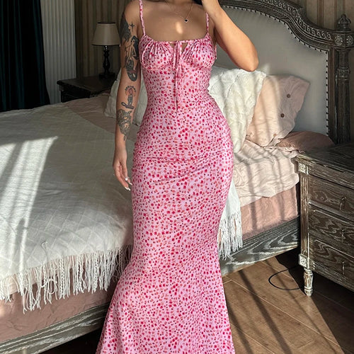 Load image into Gallery viewer, Floral Print Sleeveless Backless Slips Lace Up Maxi Dress Sexy Bodycon Summer Elegant Outfits Holiday Party Wholesale
