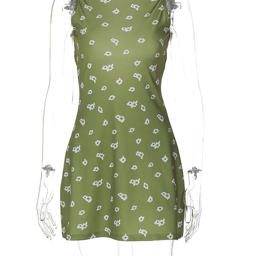 Load image into Gallery viewer, Women Elegant Floral Print Sleeveless Backless Sexy Slim Mini Dress 2024 Spring Women Outfits Birthday Party Festival
