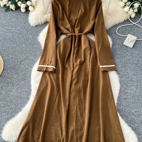 Load image into Gallery viewer, French Women Butterfly Embroidery Elegant Lace-up Shirt Long Dress 2025 Autumn New Retro Long Sleeved Button Holiday Party Dress
