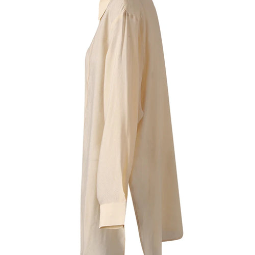 Load image into Gallery viewer, Women Apricot Thin Perspective Casual Big Size Blouse New Lapel Long Sleeve Shirt Fashion Tide Spring Autumn 2025 CPG3314
