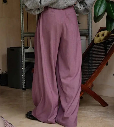 High Waist Purple Brief Long Wide Leg Elegant Pants New Loose Fit Trousers Women Fashion Tide Spring Autumn 2025 1DH1026