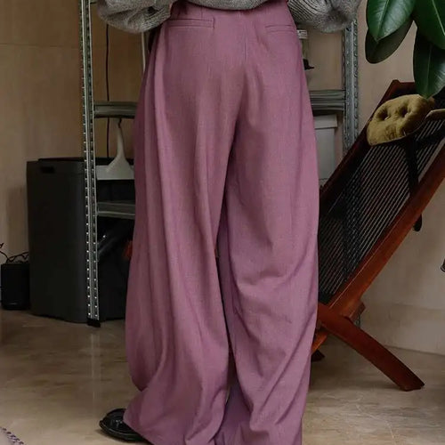 Load image into Gallery viewer, High Waist Purple Brief Long Wide Leg Elegant Pants New Loose Fit Trousers Women Fashion Tide Spring Autumn 2025 1DH1026
