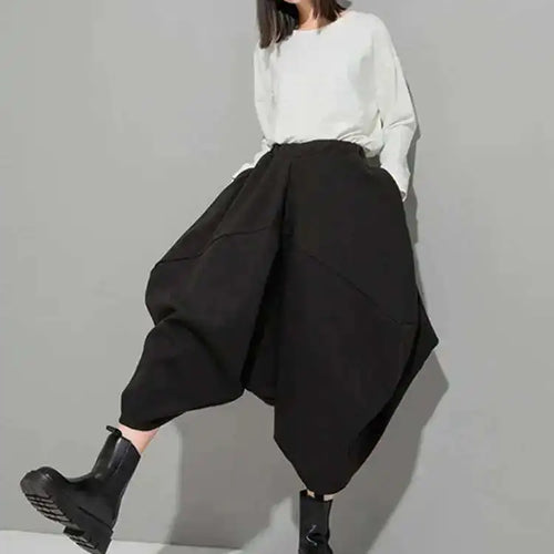 Load image into Gallery viewer, High Elastic Waist Black Irregular Big Size Long Trousers New Loose Fit Pants Women Fashion Spring Autumn 2025 1DE4266
