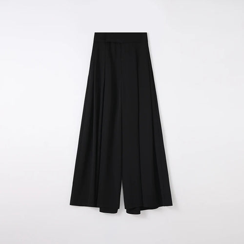 Load image into Gallery viewer, Women Black Elegant Wide Leg Long Pant Summer Brown High Waist Baggy Pleated Trousers Gray Pockets Fashion Simplicity Fashion
