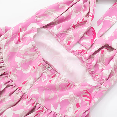 Load image into Gallery viewer, Print Halter Ruffled Sexy Maxi Dress Women Fashion V Neck Sleeveless High Waist Backless Beach Club Party Long Dress
