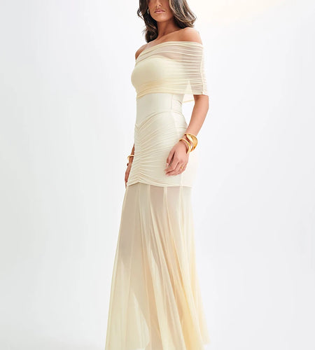 Elegant Sleeveless Mesh Patchwork Double Layer Long Dress Women Bodycon Evening Dress Sexy Perspective Tight Vestido