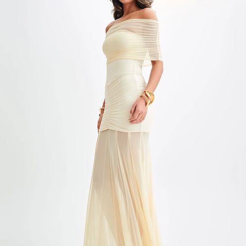 Load image into Gallery viewer, Elegant Sleeveless Mesh Patchwork Double Layer Long Dress Women Bodycon Evening Dress Sexy Perspective Tight Vestido
