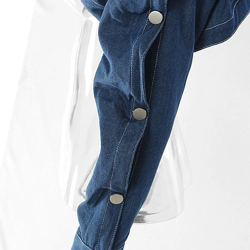 Load image into Gallery viewer, Loose Fit Denim Blue Shaped Short Casual Jacket New Lapel Long Sleeve Women Coat Fashion Tide Spring Autumn 2025 17A8858
