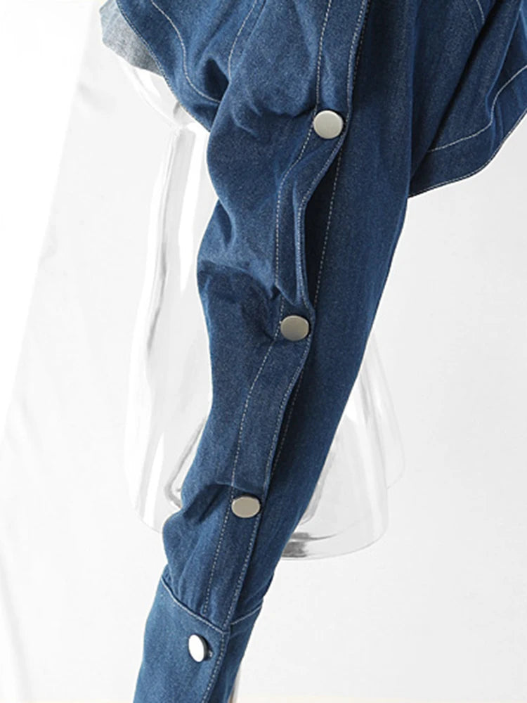 Loose Fit Denim Blue Shaped Short Casual Jacket New Lapel Long Sleeve Women Coat Fashion Tide Spring Autumn 2025 17A8858