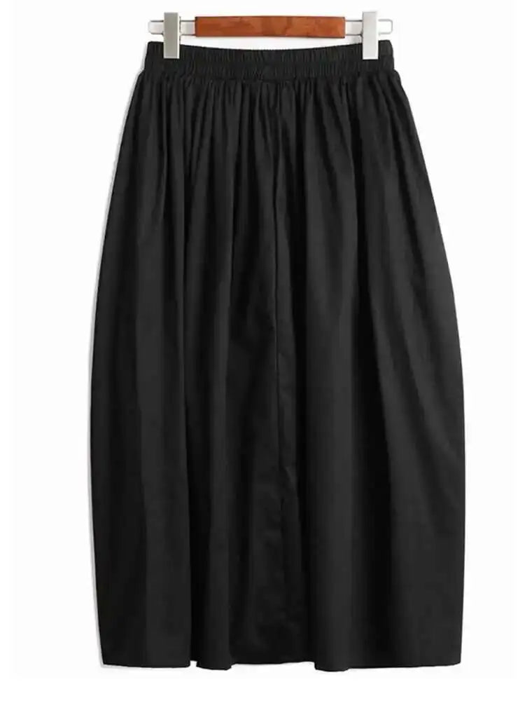 High Elastic Waist Black Irregular Pleated Design Casual Half-body Skirt Women Fashion Tide New Spring Autumn 2025 1DH5018