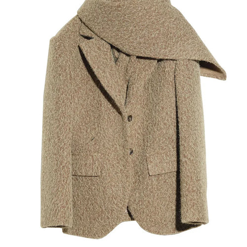 Load image into Gallery viewer, Yellow Elegant Big Size Woolen Coat New Scarf Collar Long Sleeve Women Jacket Fashion Tide Autumn Winter 2025 1DH4052
