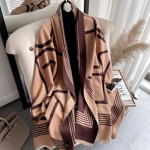 Load image into Gallery viewer, Warm Winter Scarf Cashmere Women Pashmina Design Print Shawls Wrap Female Thick Blanket Soft Bufanda Stoles Fashion
