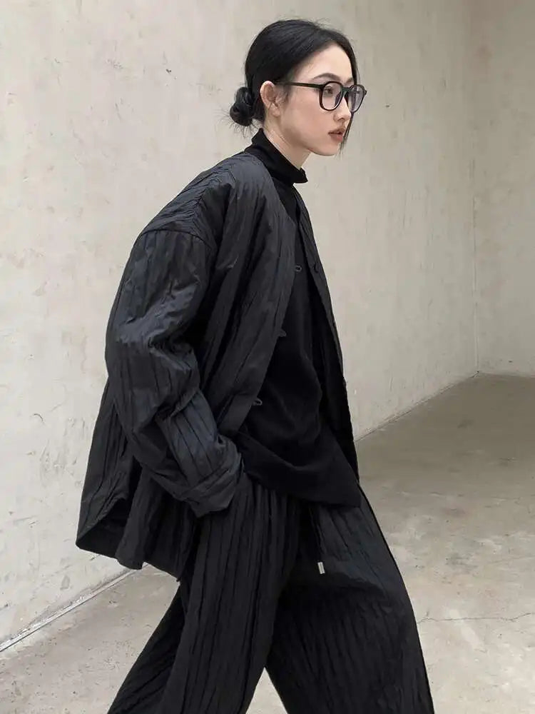 Black Big Size Keep Warm Cotton-padded Jacket New O-neck Long Sleeve Women Coat Fashion Tide Autumn Winter 2025 1DH8377