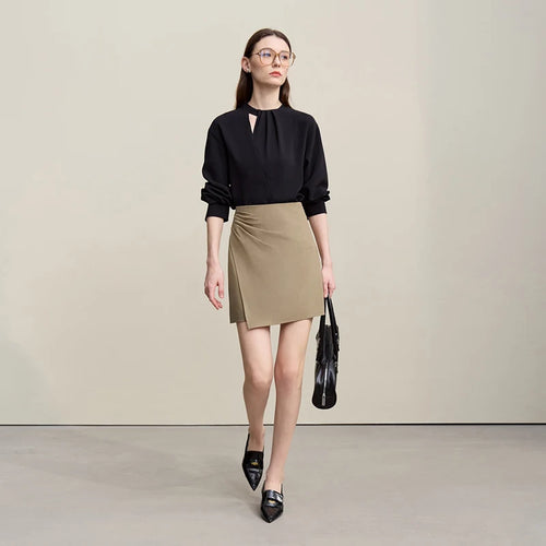 Load image into Gallery viewer, Mini Skirt 2026 Spring New Asymmetrical Pleated Short A-Line Skirt Commuter Solid Color Versatile Women's Clothing 12611004
