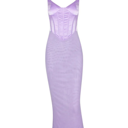 Load image into Gallery viewer, Sexy V-neck Fishbone Suspender Women Evening Dress Elegant Sleeveless Dress Slim Fit Backless Slit Female Vestido 2025
