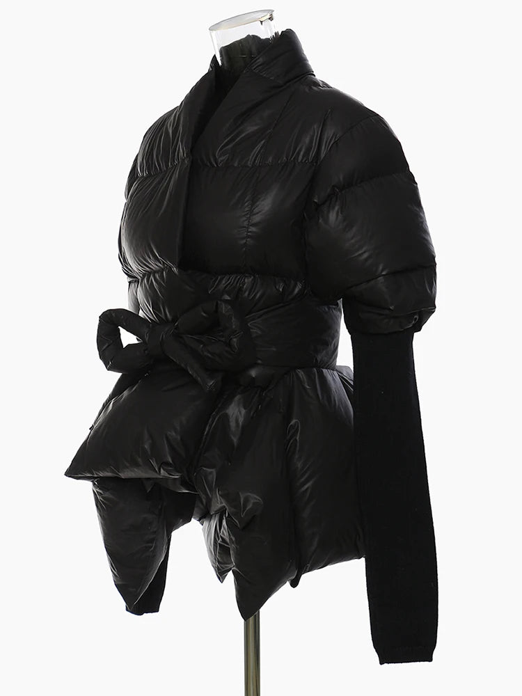 Camouflage Knitting Irregular Cotton-padded Coat Long Sleeve Loose Fit Women Parkas Fashion New Autumn Winter 2025 7AB2058