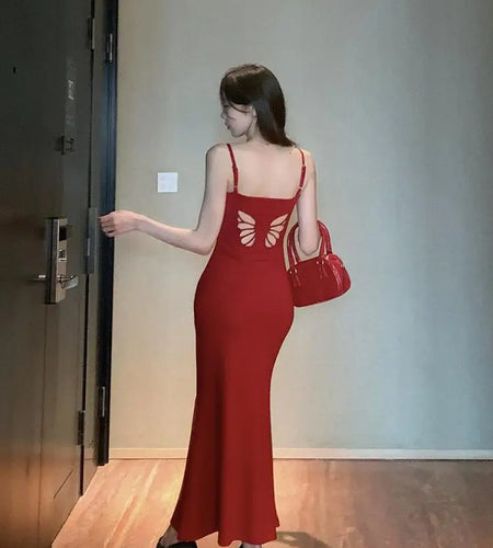 Slip Sleeveless Backless Maxi Dress Women Y2k Summer Bodycon Streetwear Elegant Sexy Outfits Ladies Birthday Party Club Sundress