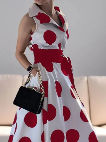 Summer Ladies Polka Dots Elegant Dress Daily X-Line Fit & Flare Shirt Dress for Women Party Evening Prom Dresses