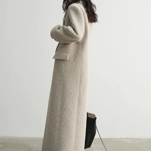 Load image into Gallery viewer, 30% Wool X-Long Big Size Warm Woolen Coat New Lapel Long Sleeve Women Jacket Fashion Tide Autumn Winter 2025 1DH4053

