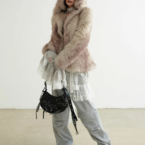 Load image into Gallery viewer, High Elastic Waist Gray Drawstring Pocket Pleated Wide Leg Pants New Trousers Women Fashion Spring Autumn 2025 1DH9337
