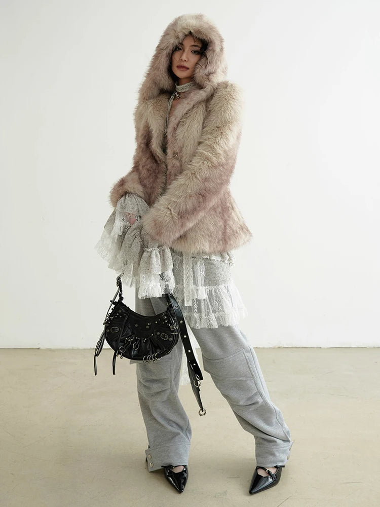 High Elastic Waist Gray Drawstring Pocket Pleated Wide Leg Pants New Trousers Women Fashion Spring Autumn 2025 1DH9337