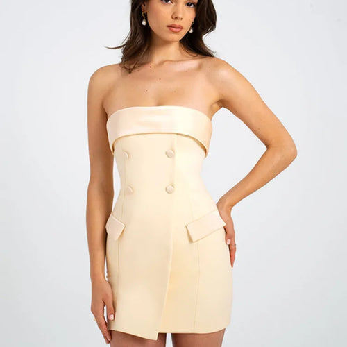 Load image into Gallery viewer, Off-shoulder Strapless Sexy Mini Dress For Women Fashion Two Pocket Backless Slim Club Party Sexy Dress Clubwear
