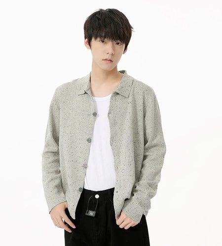 Korean Style Men's Cardigan Solid Color Single Breasted Menwear Turn-down Collar Casual Male Sweater Simple 9C6937