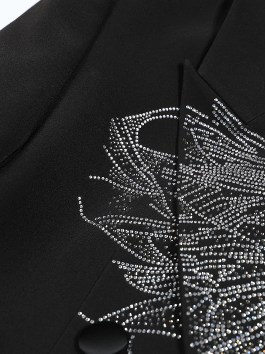 Solid Spliced Diamonds Blazers For Women Lapel Long Sleeve Tunic Patchwork Button Coats Female Fashion Style New