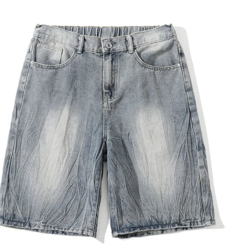 Men's Denim Shorts Lightning Pattern New American High Street Menwear Loose Male Multi Pockets Style Bottoms 2025 9W1650