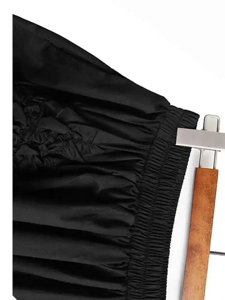 High Elastic Waist Black Irregular Pleated Design Casual Half-body Skirt Women Fashion Tide New Spring Autumn 2025 1DH5018