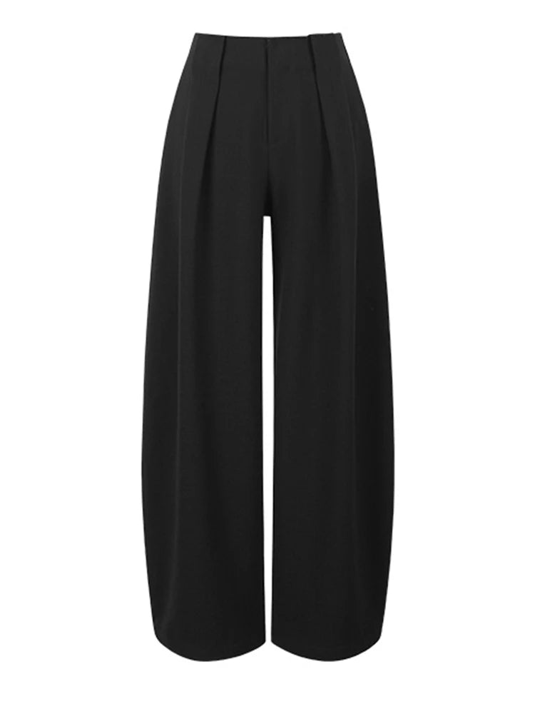 High Waist Khaki Pleated Hollow Out Elegant Long Wide Leg Pants New Trousers Women Fashion Tide Spring Autumn 2025 1DJ0810