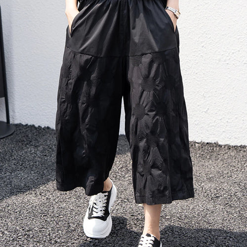 Load image into Gallery viewer, High Elastic Waist Black Dor Print Pocket Calf-Length Pants New Trousers Women Fashion Tide Spring Autumn 2025 1DJ1619
