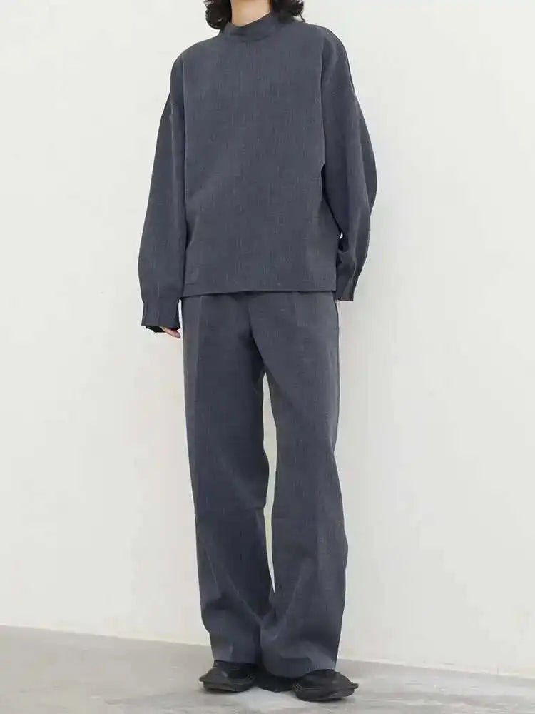 Pleated Sweatshirt Wide Leg Pants Three Piece Suit New Round Neck Long Sleeve Women Fashion Spring Autumn 2025 1DH1410