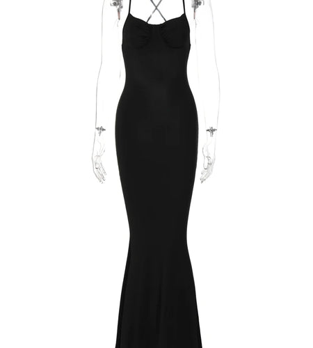 Fashion Solid Sleeveless Slip Backless Maxi Prom Dress Sexy Bodycon Summer Women Elegant Clothes Wedding Party Club Y2K