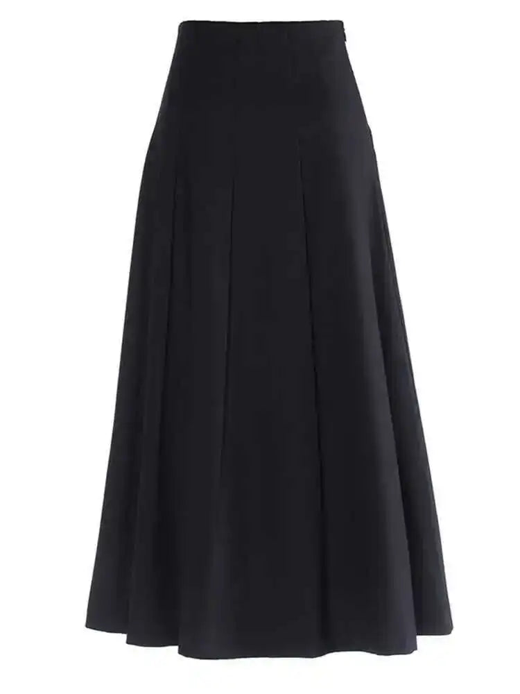 High Elastic Black Rhinestones Pleated Elegant A-line Half-body Skirt Women Fashion Tide New Spring Autumn 2025 1DH2565