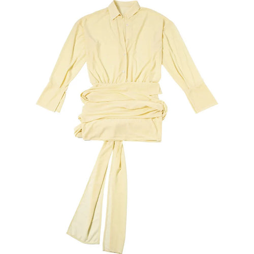 Load image into Gallery viewer, Sexy Long Sleeve Turn-down Colla Bag Hip Strap Shirt Dress For Women See Through Patchwork High Waist Dress Streetwear
