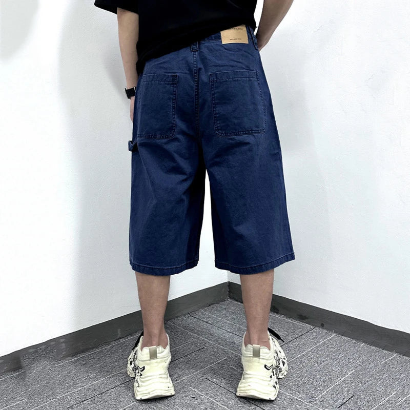 Men's Cargo Shorts New American Hip Hop Style Worn-out Hole Design Large Silhouette Multi Pockets Trendy Male Pants 9W1768