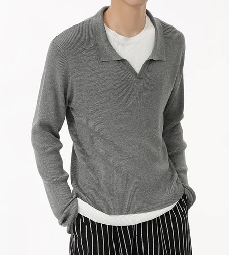 Korean Design Men's Knits Fake Two-piece Round Collar Contrast Color Casual Male Sweater Stylish Simple Autumn 9C6936