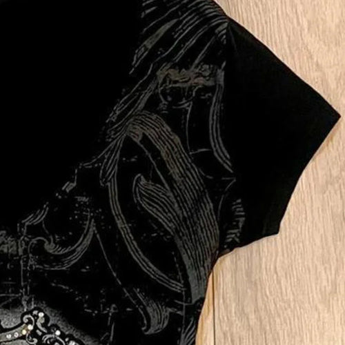 Load image into Gallery viewer, Summer Bottoming Crop Tops Y2k Aesthetic Tie-dye Print Women Grunge T-shirts 2025 Vintage Slim Harajuku Causal Black Tshirts
