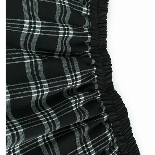 Load image into Gallery viewer, High Elastic Waist Black Plaid Button Spliced A-line Half-body Skirt Women Fashion Tide New Spring Autumn 2025 1DJ0917
