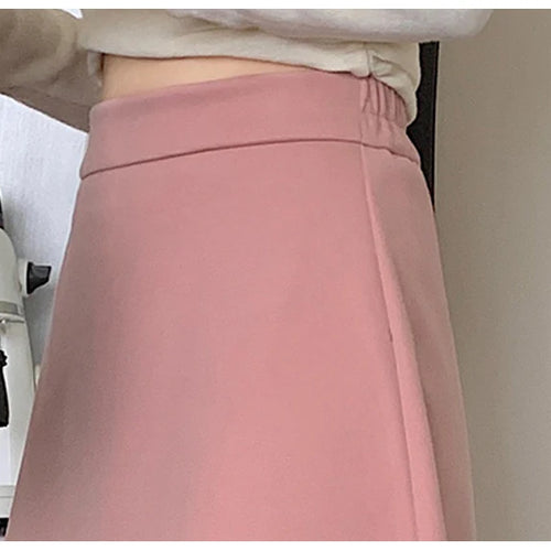 Load image into Gallery viewer, Autumn Winter Solid Large Size Woolen Long Skirt Women Fashion Korean Ladies High Waist Festival Pleated A-line Skirt Simplicity
