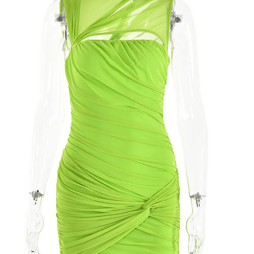 Load image into Gallery viewer, Sexy Mesh Hollow Out Double Layer Skinny Women Dress Irregular Sleeveless Bodycon Female Mini Dress Party Club 2023 New
