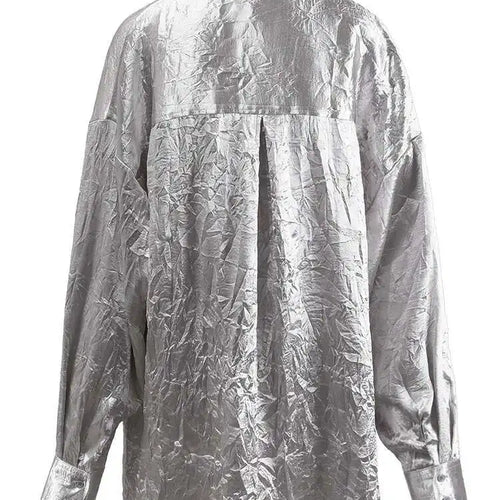 Load image into Gallery viewer, Women Black Pleated Buckle Big Size Vintage Blouse New Stand Collar Long Sleeve Shirt Fashion Spring Autumn 2025 CPG1416
