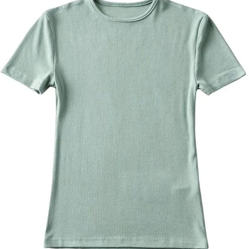 Load image into Gallery viewer, Casual Summer Woman Skinny Fit T-shirt Tight Short-Sleeve O-neck Tee Basic Solid Crop Tops T Shirt
