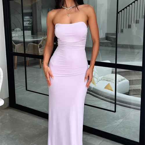 Load image into Gallery viewer, Strapless Backless Lace-up Maxi Dress For Women Summer New Off-shoulder Sleeveless Bodycon Club Party Long Dress
