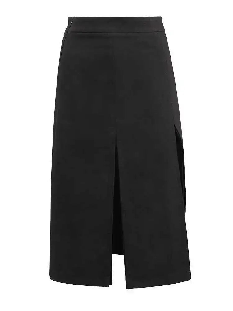 Black Blazer Slit Half-body Skirt Two Pieces Suit New Lapel Long Sleeve Women Fashion Tide Spring Autumn 2025 CPDB080