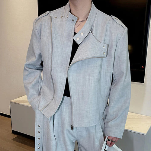 Load image into Gallery viewer, Men&#39;s Jacket New Spring Korean Solid Color Slant Zipper Handsome Design Male Stand Collar Casual Stylish Clothing 9W1413
