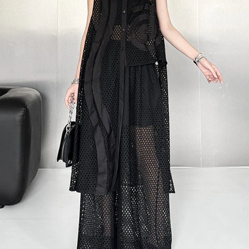 Load image into Gallery viewer, Big Size Black Grid Vest Wide Leg Pants Two Piece Suit New Lapel Sleeveless Women Fashion Tide Spring Autumn 2025 1DJ1417
